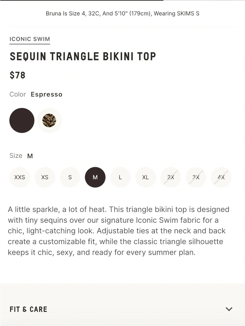 SKIMS sequin triangle bikini top